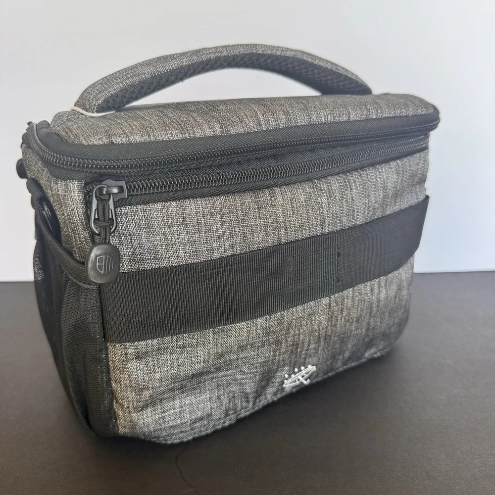 BAGSMART Compact Camera Shoulder Bag with Waterproof Rain Cover Grey Gray